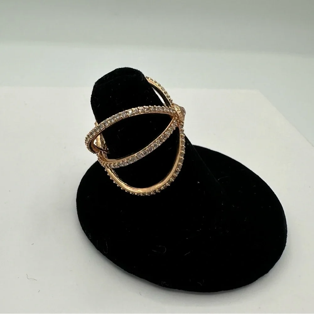 Henri Bendel Luxe Pave Orbital Cuff Ring Rose Gold size 7